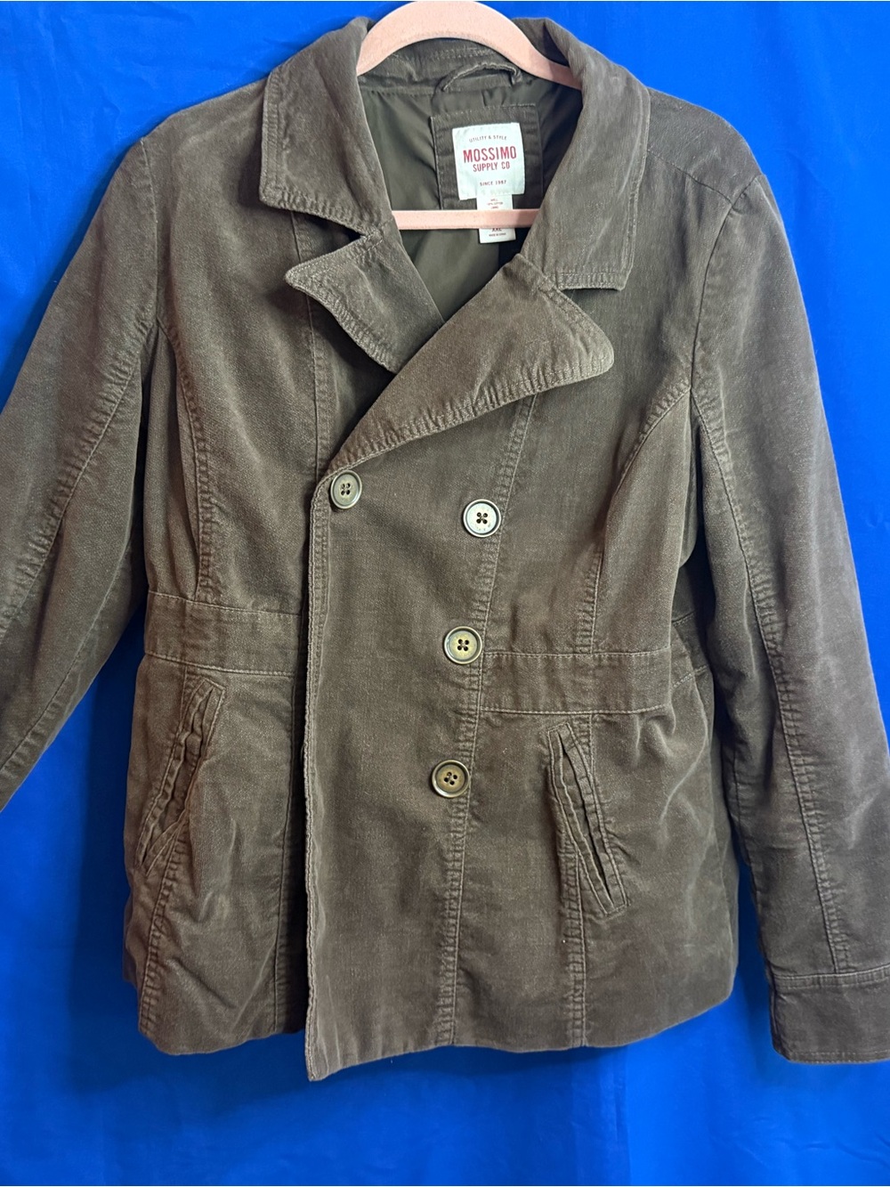 Mossimo Supply Co. Olive Brown Double-Breasted Pea Coat